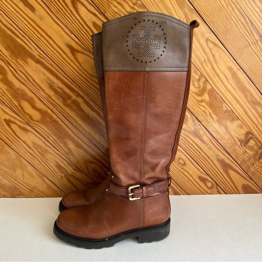 Tory Burch Daniela Brown Leather Riding Boot - Picture 2 of 8